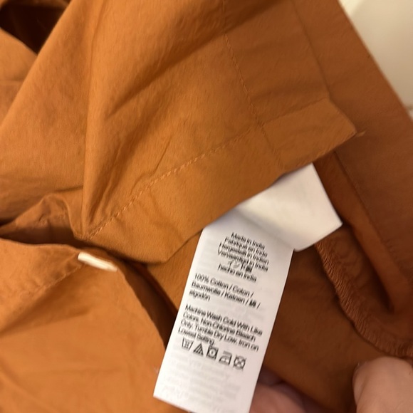 Jcrew women long sleeve shirt button up burnt orange peasant boho top size large - Picture 4 of 5